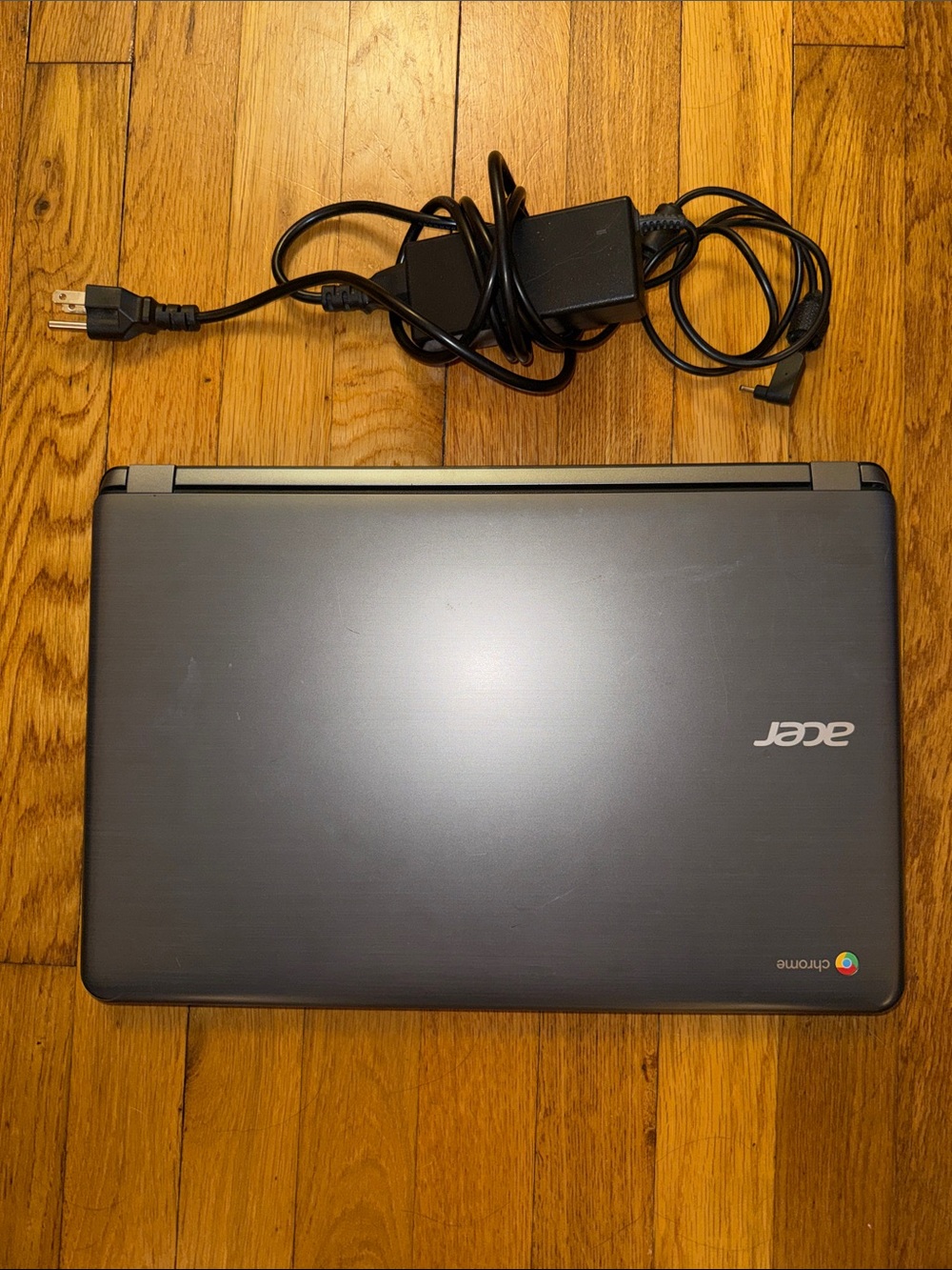 Acer Chromebook in Charcoal Gray with Black Charger